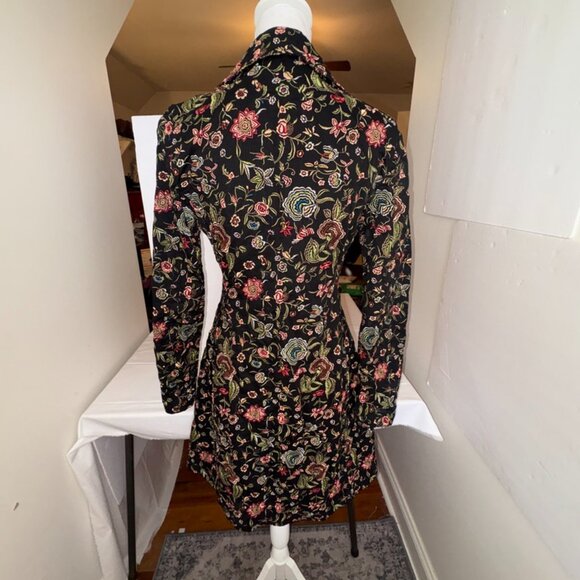 VINTAGE JOHNNY WAS Embroidered Floral 100% Cotton Jacket Overcoat Stunning XS - Picture 2 of 13